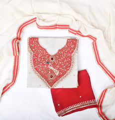 Tissue Shimmer White Unstitched Suit