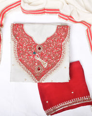 Tissue Shimmer White Unstitched Suit