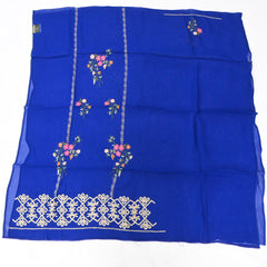 Organza Royal Blue Unstitched Suit