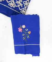 Organza Royal Blue Unstitched Suit
