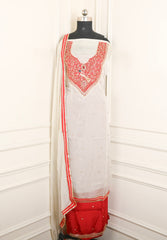 Tissue Shimmer White Unstitched Suit