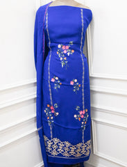 Organza Royal Blue Unstitched Suit