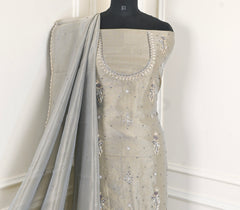 Glass Shimmer Silver Unstitched Suit