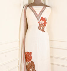 Organza White Unstitched Suit