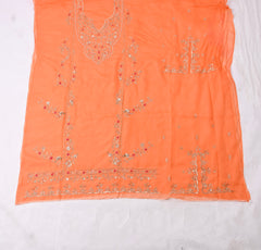 Organza Orange Unstitched Suit