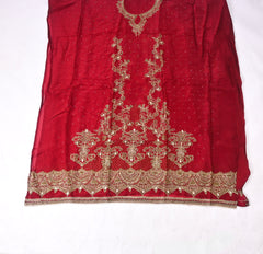 Organza Maroon Unstitched Suit