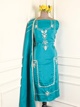 Organza Silk Ferozi Unstitched Suit