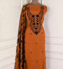 Organza Rust Unstitched Suit