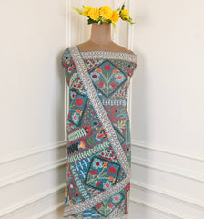 Organza Ferozi Unstitched Suit