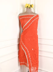Organza Orange Unstitched Suit