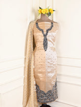 Shimmer Beige Unstitched Suit