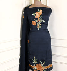 Satin Navy Blue Unstitched Suit