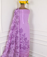 Organza Lavender Unstitched Suit