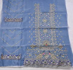 Glass Shimmer Powder Blue Unstitched Suit