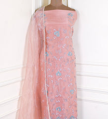 Glass Shimmer Peach Unstitched Suit