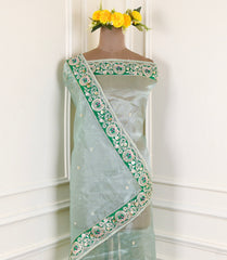 Glass Shimmer Sea Green Unstitched Suit