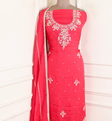 Twill Organza Red Unstitched Suit