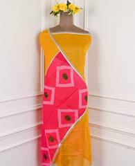 Organza Yellow Mustard Unstitched Suit