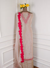 Shimmer Beige Unstitched Suit