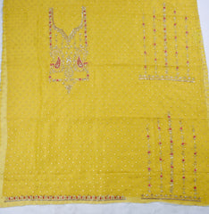 Shimmer Light Yellow Parrot Unstitched Suit