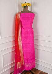 Khadi Silk Pink Unstitched Suit