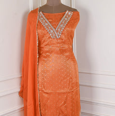 Banarasi Orange Unstitched Suit