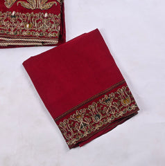 Organza Maroon Unstitched Suit