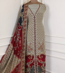 Crepe Beige Unstitched Suit