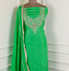 Khadi Parrot Unstitched Suit