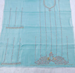 Shimmer Organza Sky Blue Unstitched Suit