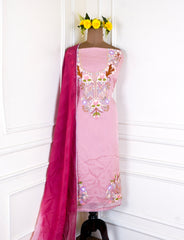 Mul Cotton Pink Unstitched Suit