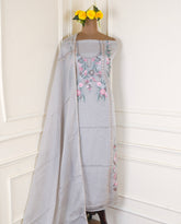 Organza Grey Unstitched Suit