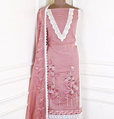Mul Chanderi Pink Unstitched Suit