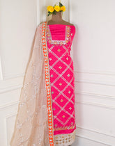 Khadi Pink Unstitched Suit