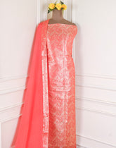 Banarasi Peach Unstitched Suit