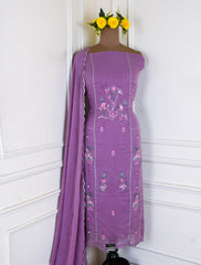 Georgette Purple Unstitched Suit