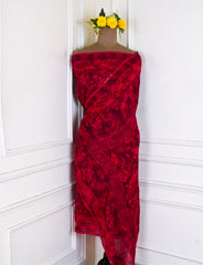 Twill Organza Maroon Unstitched Suit