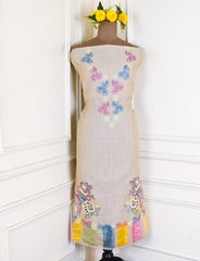 Linen Cotton Beige unstitched Suit