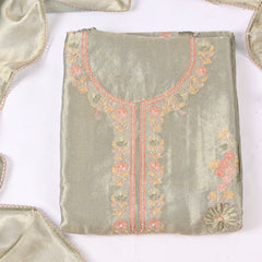 Giraffe Shimmer Pista Green Unstitched Suit