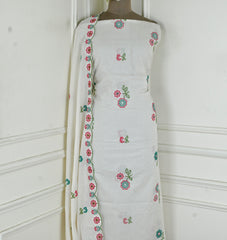 Cora Cotton Off White Unstitched Suit
