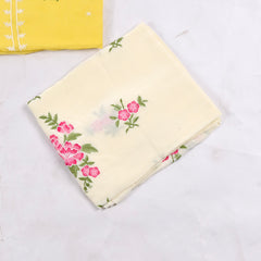 Organza Yellow floral Unstitched Suit