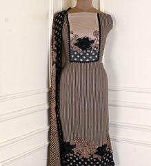 Georgette Black Unstitched Suit