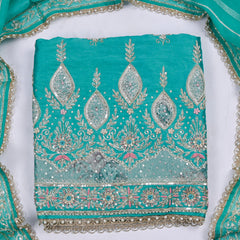 Raw Silk Ferozi Unstitched Suit