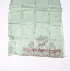 Organza Pista Green Unstitched Suit