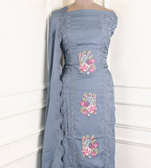 Twill Organza Powder Blue Unstitched Suit