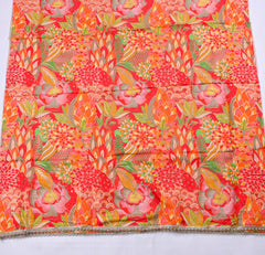 Banarasi Silk Red Unstitched Suit