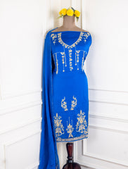Gavadin Silk Blue Unstitched Suit