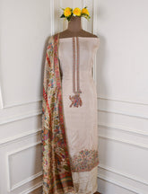 Crepe Organza Beige Unstitched Suit