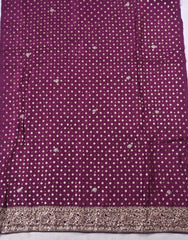 Banarasi Silk Purple Unstitched Suit