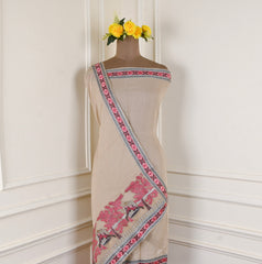 Mul Cotton Beige Unstitched Suit